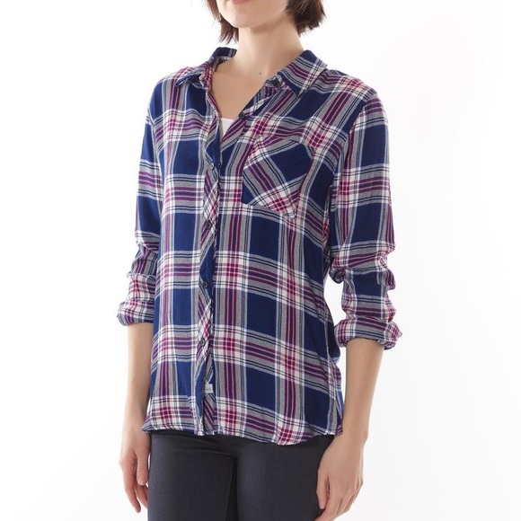 Rails blue flannel long sleeve shirt size women's size small - Picture 1 of 15